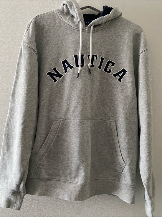 Nautica Other - Nautica Men’s Light Gray Fleece Pullover Hoodie with Navy Logo